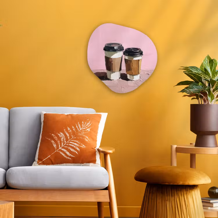 Organisch schilderij - Forex - Koffiebekers - Deksel - Verf - Textuur — 3