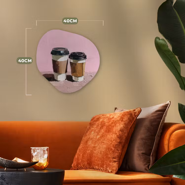 Organisch schilderij - Forex - Koffiebekers - Deksel - Verf - Textuur — 4