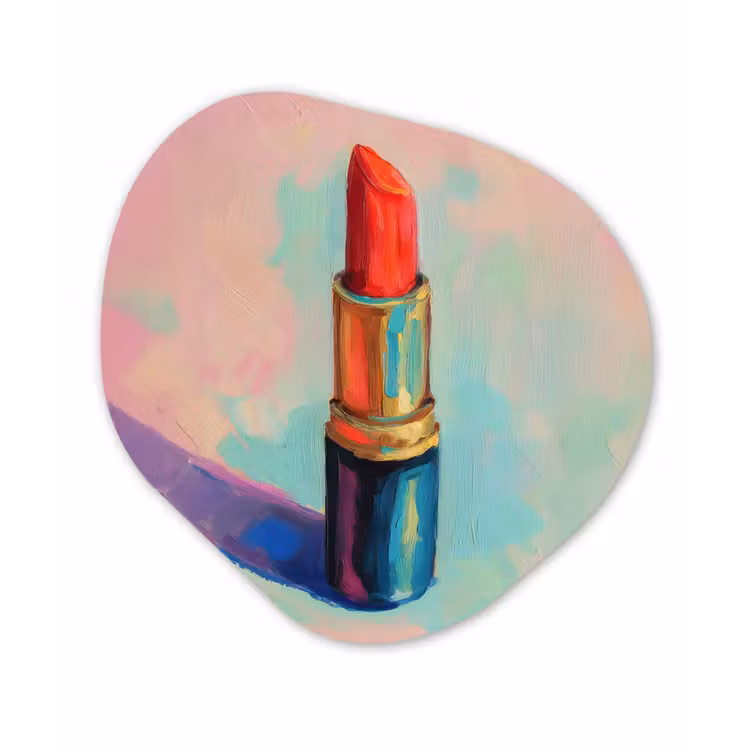 Organisch schilderij - Forex - Lippenstift - Rood - Penseelstreken — 1