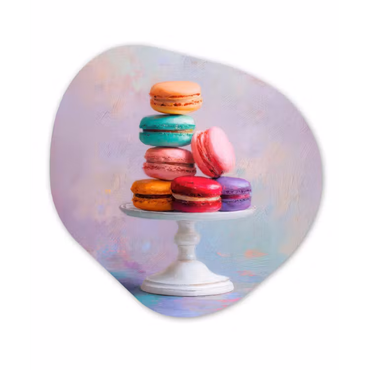 Organisch schilderij - Forex - Macarons - Schaal - Pastel - Kleurrijk — 1