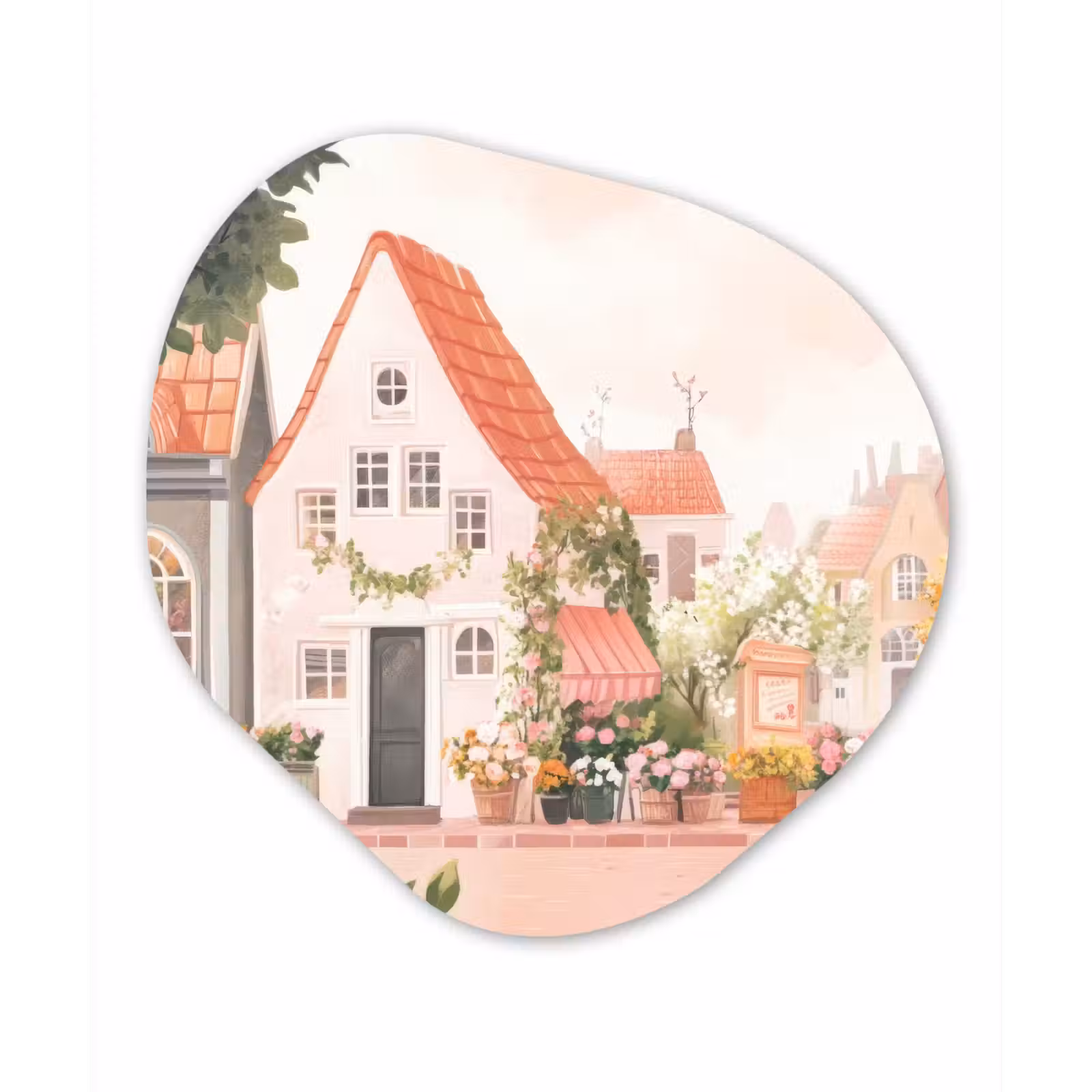 Organisch schilderij - Forex - Bloemen - Huizen - Dorp — 1