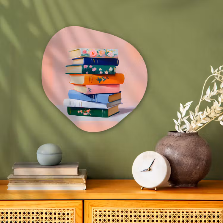 Organisch schilderij - Forex - Boeken - Stapel - Kleurrijk — 2