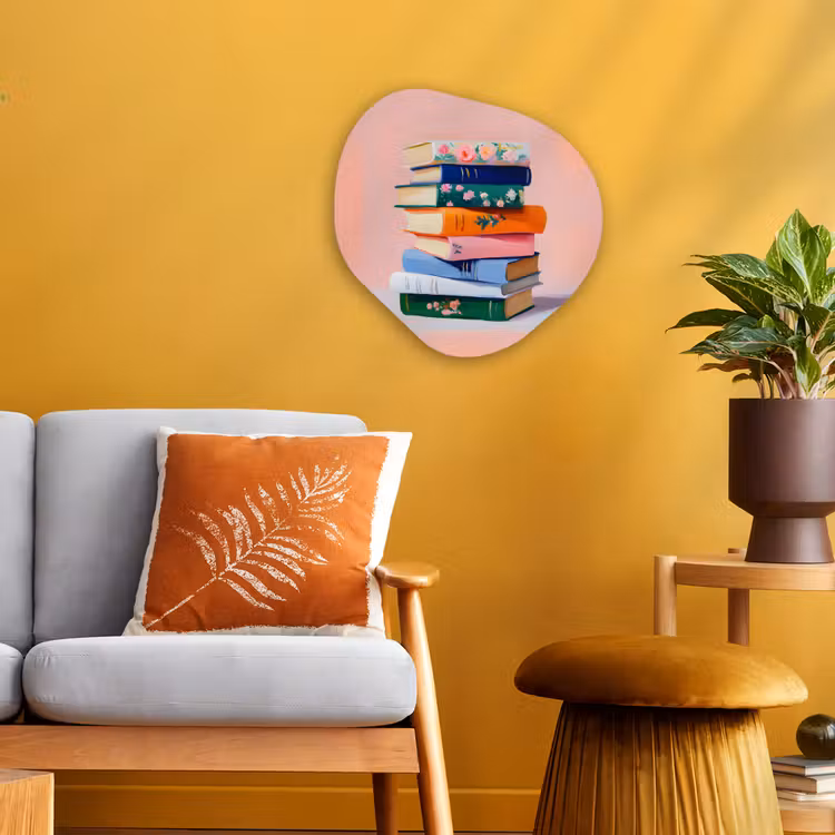Organisch schilderij - Forex - Boeken - Stapel - Kleurrijk — 3