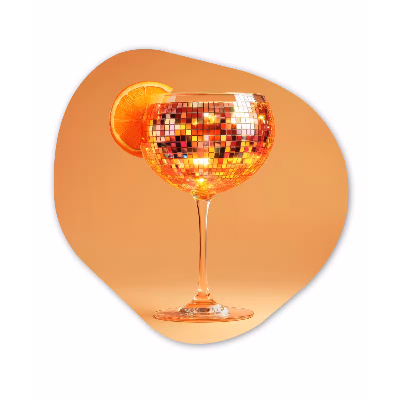 Organisch schilderij - Forex - Drank - Oranje - Glitter - Disco — 1