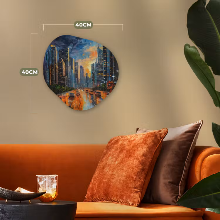 Organisch schilderij - Forex - Auto - Skyline - Zon - Blauw — 4