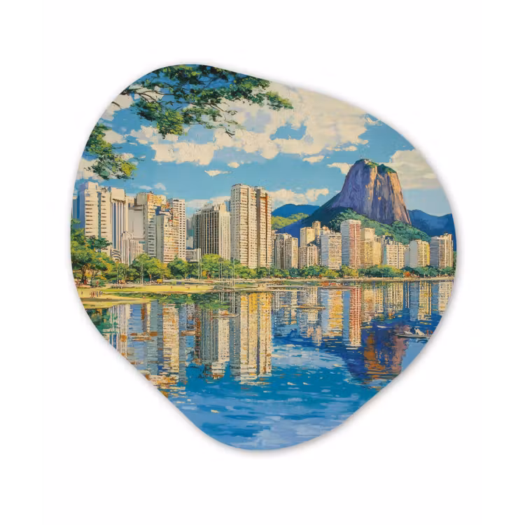Organisch schilderij - Forex - Berg - Skyline - Strand - Water — 1