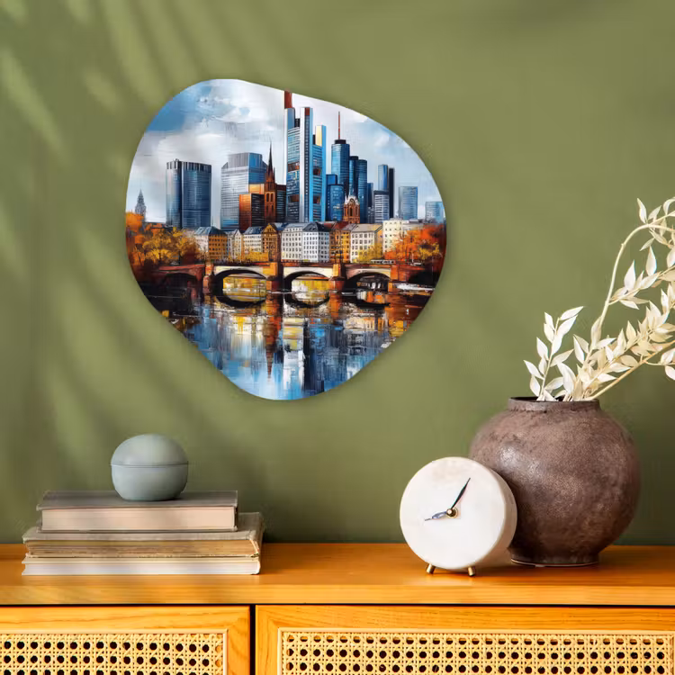 Organisch schilderij - Forex - Bomen Frankfurt- Stad - Skyline - Brug — 2