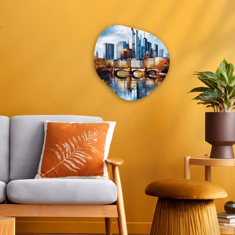 Organisch schilderij - Forex - Bomen Frankfurt- Stad - Skyline - Brug — 3