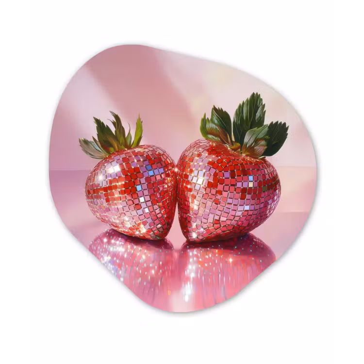 Organisch schilderij - Forex - Disco - Fruit - Glitter - Strawberry — 1