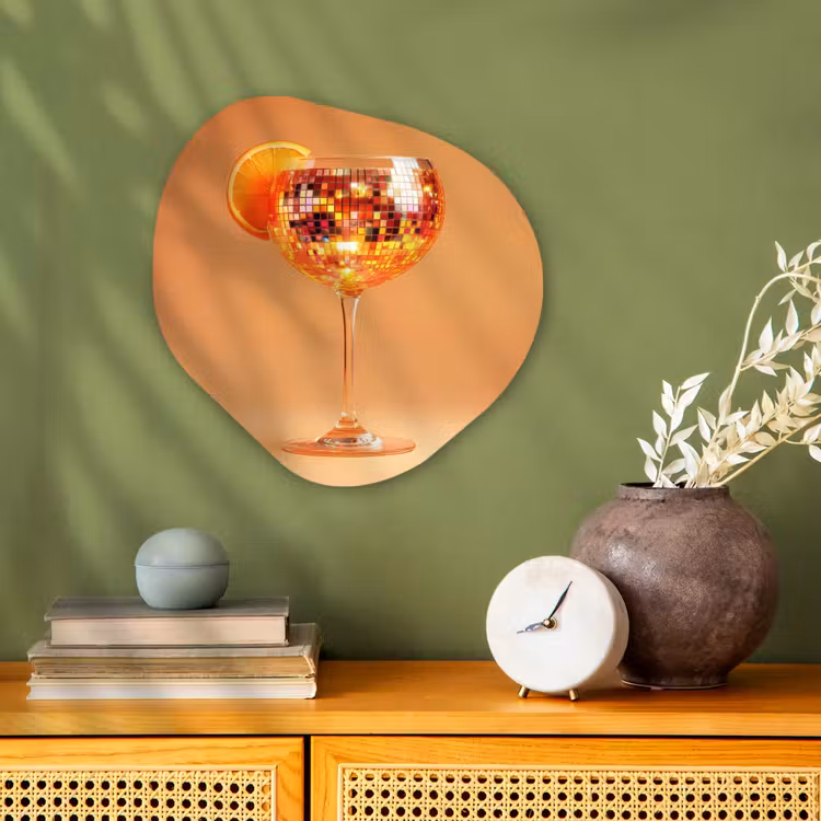 Organisch schilderij - Forex - Drank - Oranje - Glitter - Disco — 2