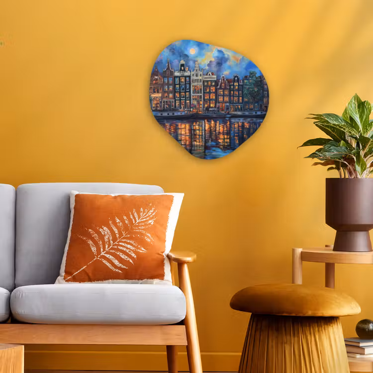 Organisch schilderij - Forex - Grachten Amsterdam - Huizen - Stad - Kleurrijk — 3