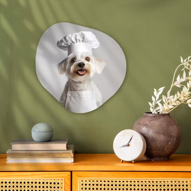 Organisch schilderij - Forex - Hond - Wit - Kok — 2