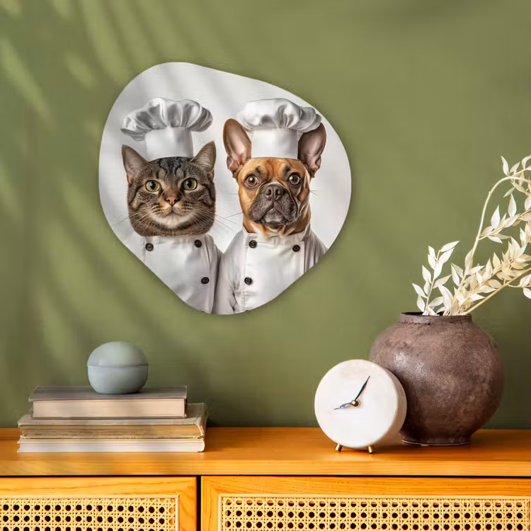 Organisch schilderij - Forex - Kat - Hond - Kokskleding — 2
