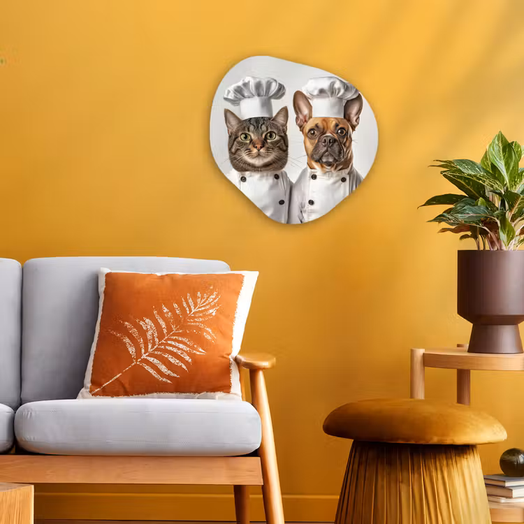 Organisch schilderij - Forex - Kat - Hond - Kokskleding — 3