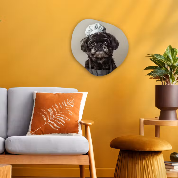 Organisch schilderij - Forex - Kokskleding - Zwart - Hondje — 3