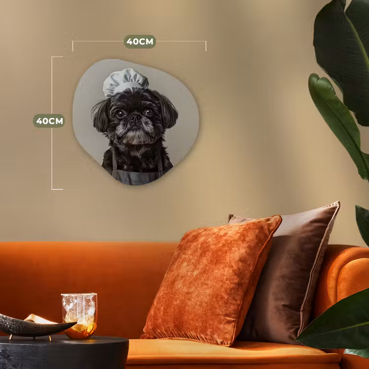 Organisch schilderij - Forex - Kokskleding - Zwart - Hondje — 4