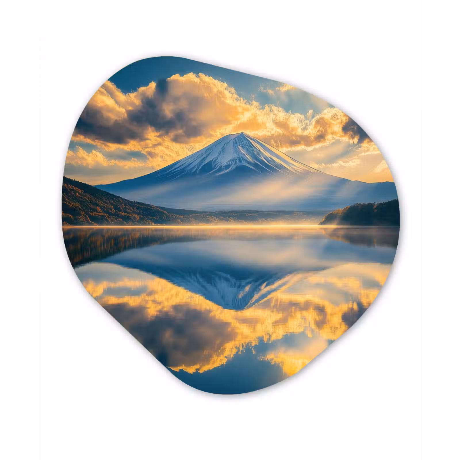 Organisch schilderij - Forex - Berg - Rivier - Zonsondergang — 1