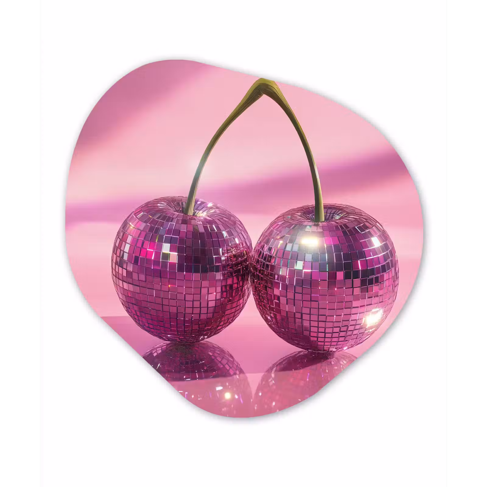 Organisch schilderij - Forex - Glitter - Discobol - Roze - Kersen — 1