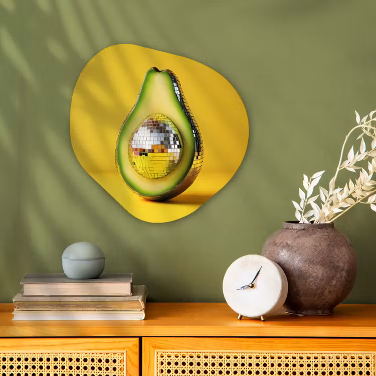 Organisch schilderij - Forex - Avocado - Discobal - Geel - Glitter — 2