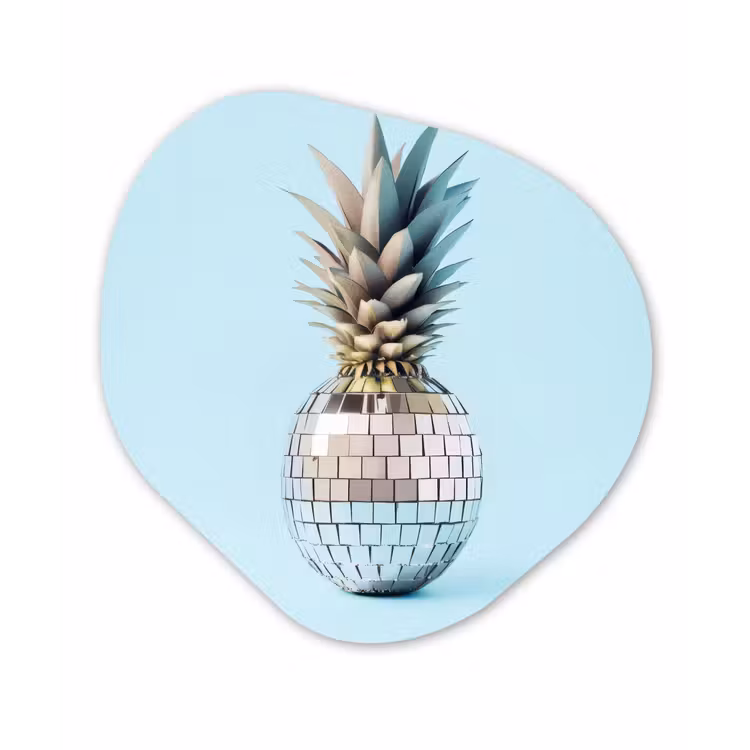 Organisch schilderij - Forex - Blauw - Ananas - Disco - Discobal — 1