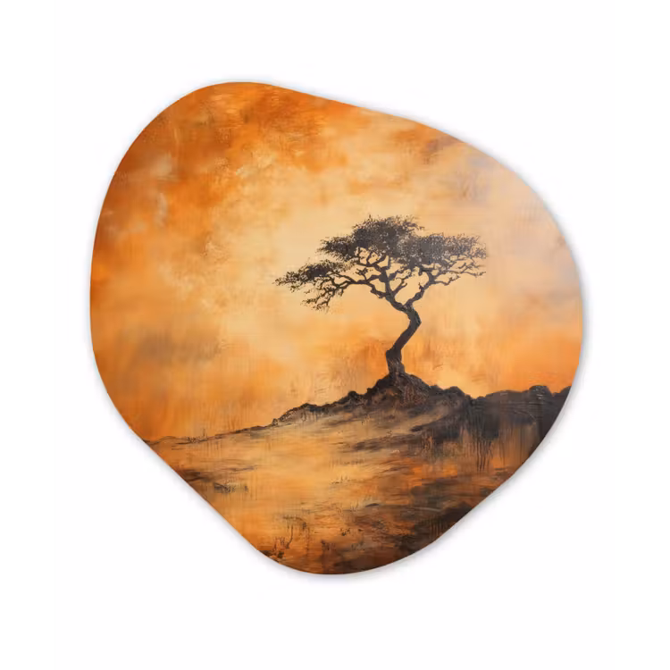 Organisch schilderij - Forex - Boom - Landschap - Oranje — 1