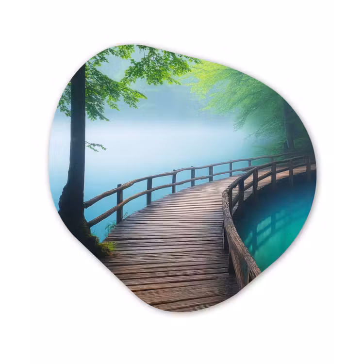 Organisch schilderij - Forex - Brug - Water - Rivier - Bos — 1