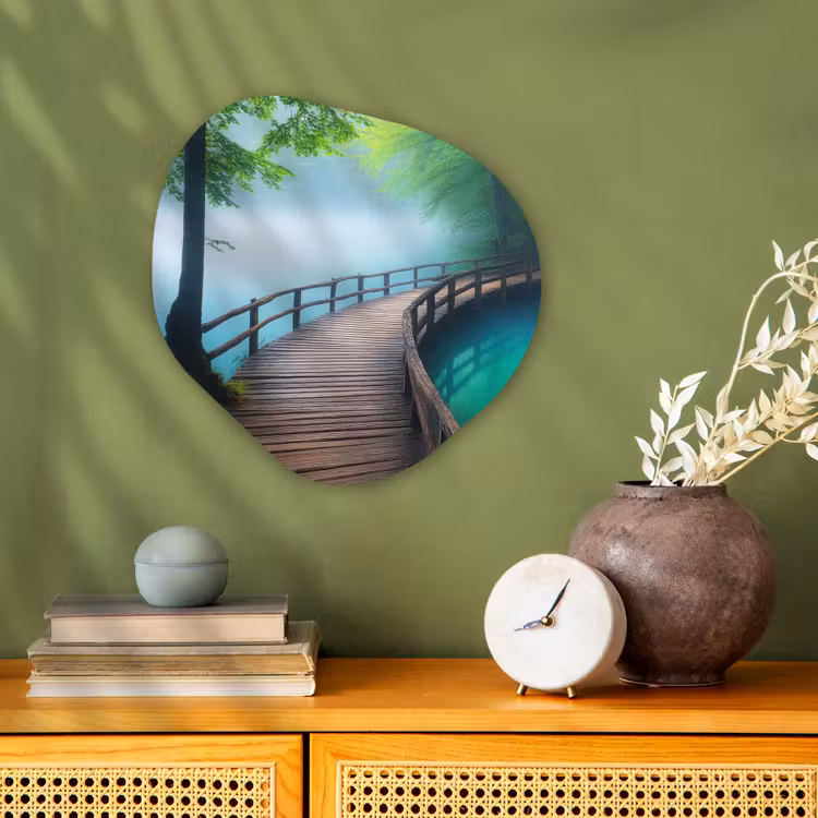Organisch schilderij - Forex - Brug - Water - Rivier - Bos — 2