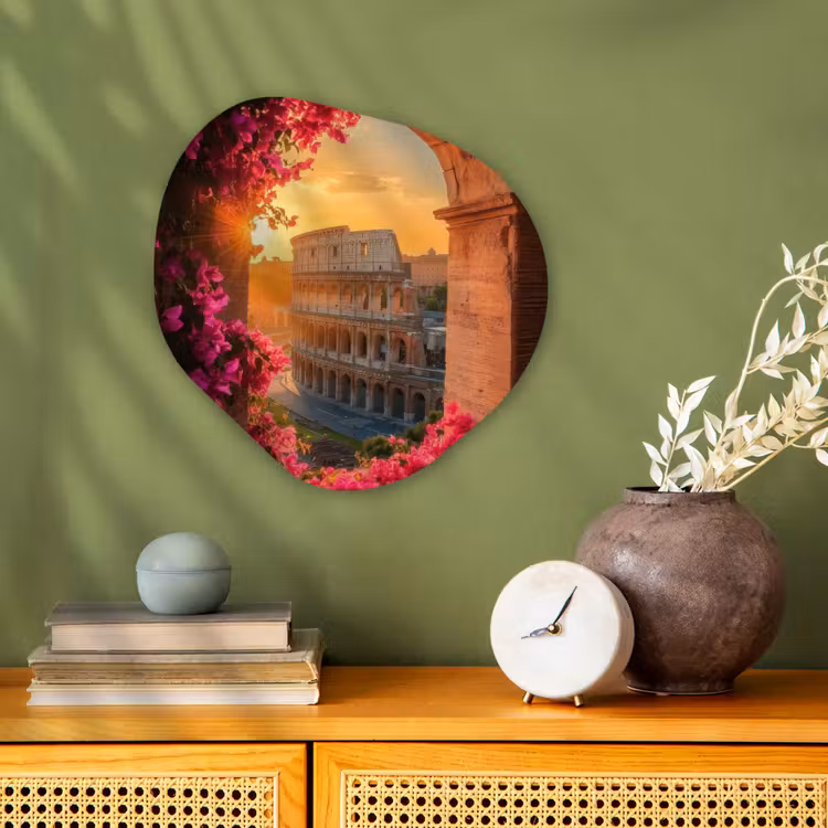 Organisch schilderij - Forex - Colosseum - Rome - Roze Bloemen — 2