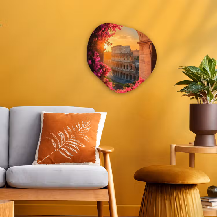 Organisch schilderij - Forex - Colosseum - Rome - Roze Bloemen — 3