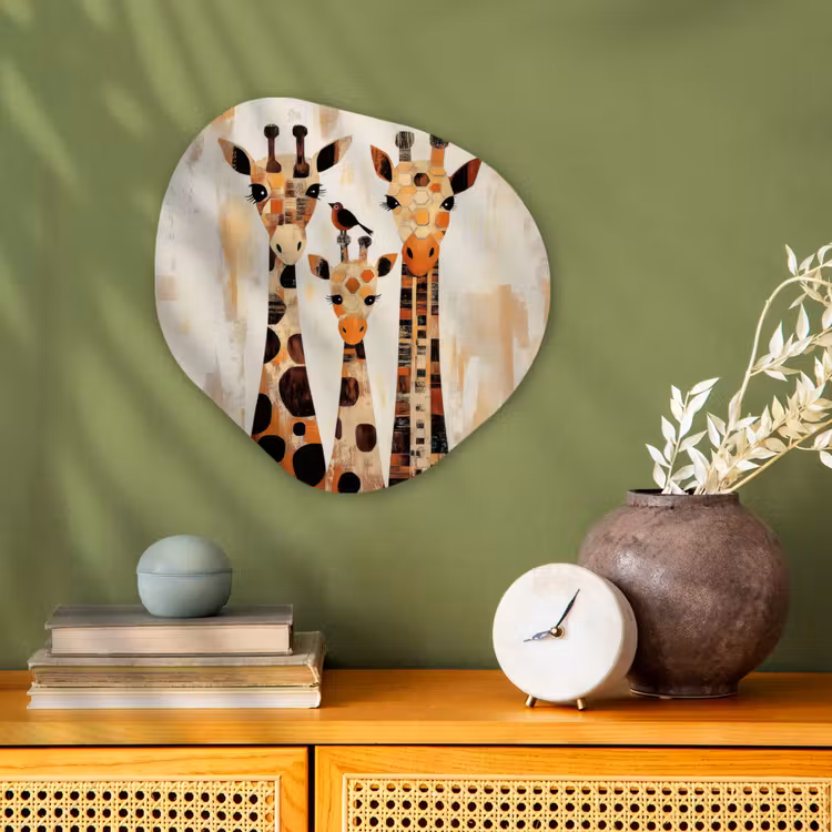 Organisch schilderij - Forex - Giraffen - Cartoon - Crème — 2