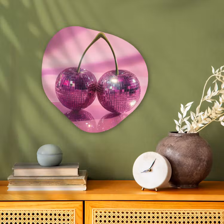 Organisch schilderij - Forex - Glitter - Discobol - Roze - Kersen — 2