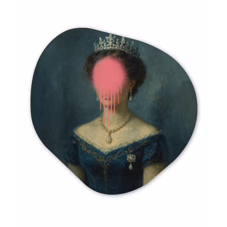 Organisch schilderij - Forex - Kroon - Roze druipend verf - Portret — 1