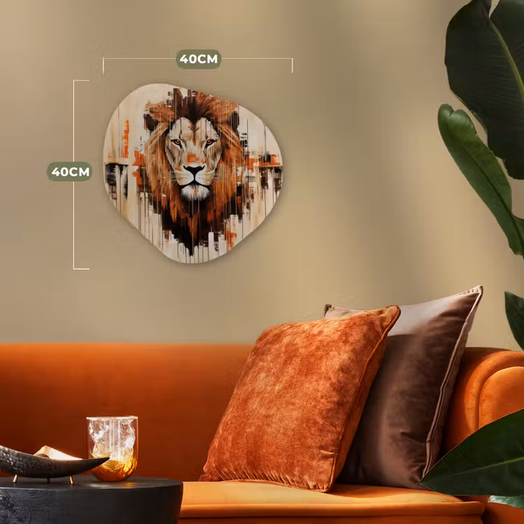 Organisch schilderij - Forex - Leeuwenkop - Lijnen - Crème — 4