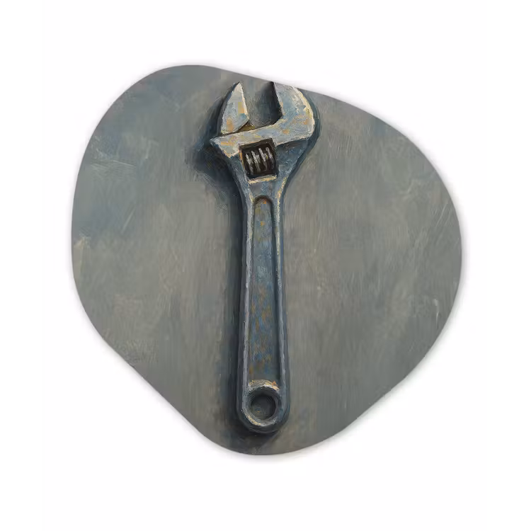 Organisch schilderij - Forex - Moersleutel - Gereedschap - Verf — 1