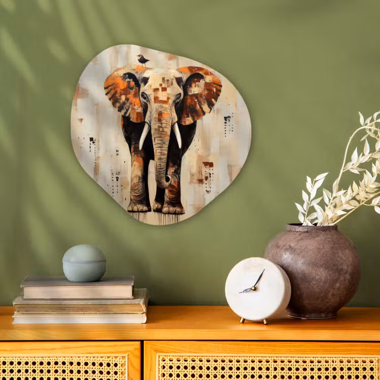 Organisch schilderij - Forex - Olifant - Slurf - Mozaïek - Abstract — 2