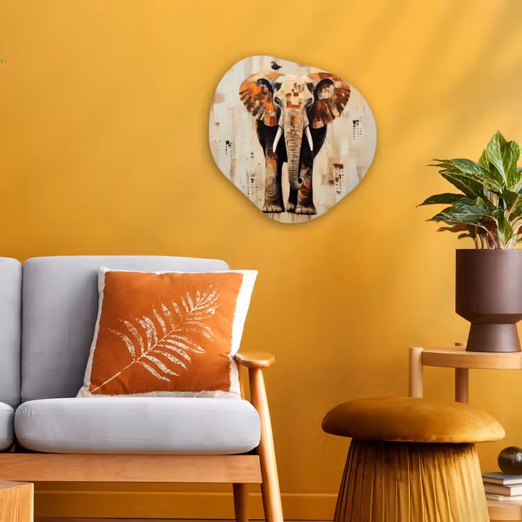 Organisch schilderij - Forex - Olifant - Slurf - Mozaïek - Abstract — 3