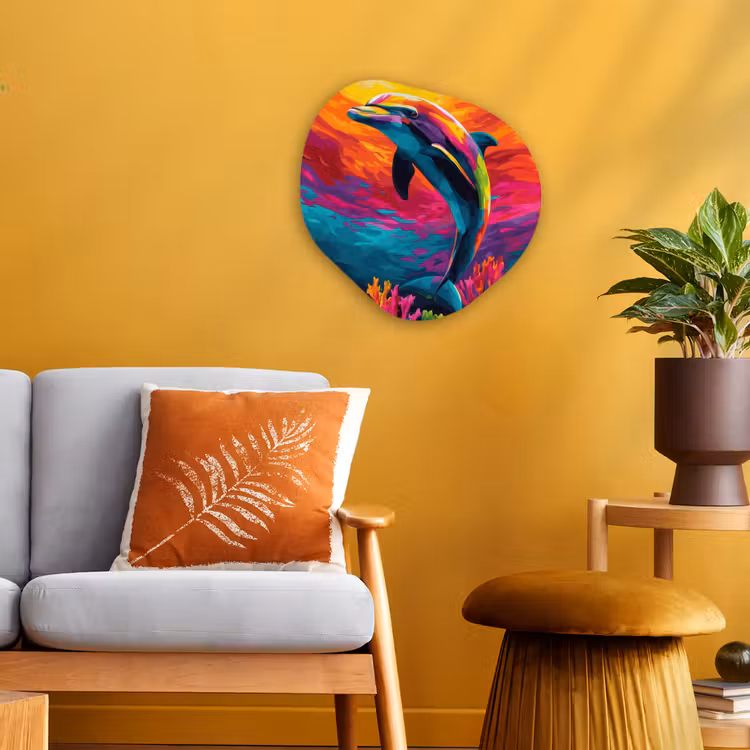 Organisch schilderij - Forex - Dolfijn - Kleurrijk - Oceaan - Koraal — 3