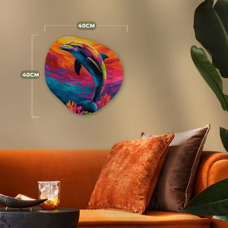 Organisch schilderij - Forex - Dolfijn - Kleurrijk - Oceaan - Koraal — 4