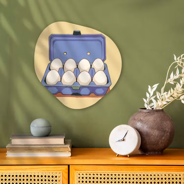 Organisch schilderij - Forex - Eieren - Doos - Minimalistisch - Blauw — 2
