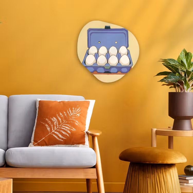 Organisch schilderij - Forex - Eieren - Doos - Minimalistisch - Blauw — 3