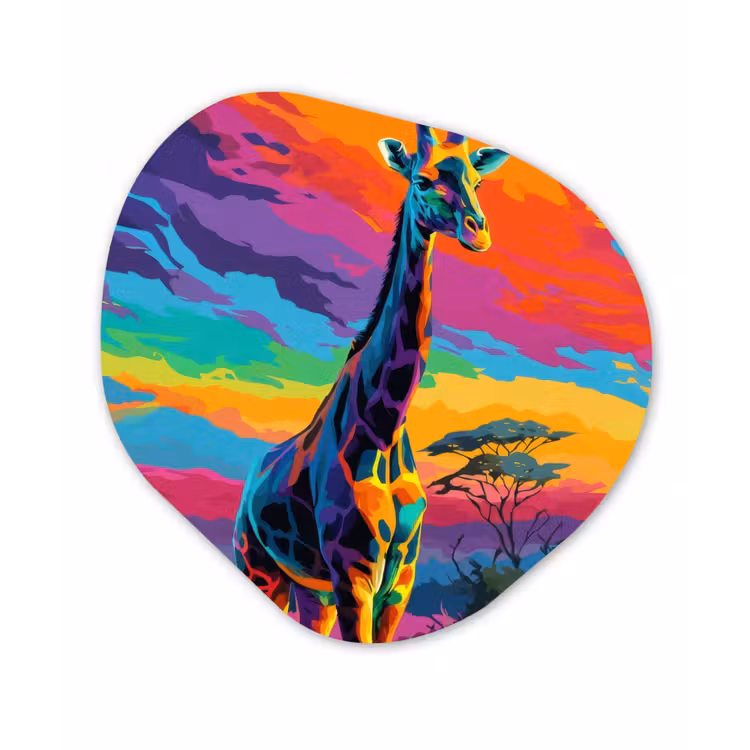 Organisch schilderij - Forex - Giraffe - Savanna - Lucht - Gekleurd — 1