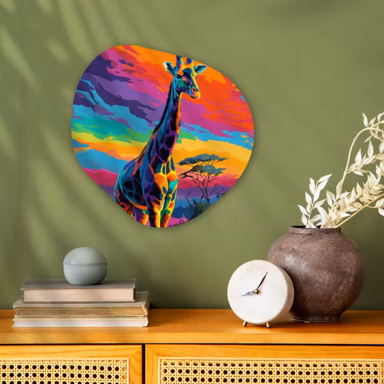 Organisch schilderij - Forex - Giraffe - Savanna - Lucht - Gekleurd — 2