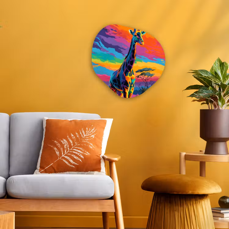Organisch schilderij - Forex - Giraffe - Savanna - Lucht - Gekleurd — 3