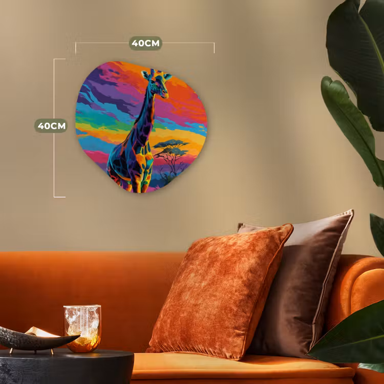 Organisch schilderij - Forex - Giraffe - Savanna - Lucht - Gekleurd — 4