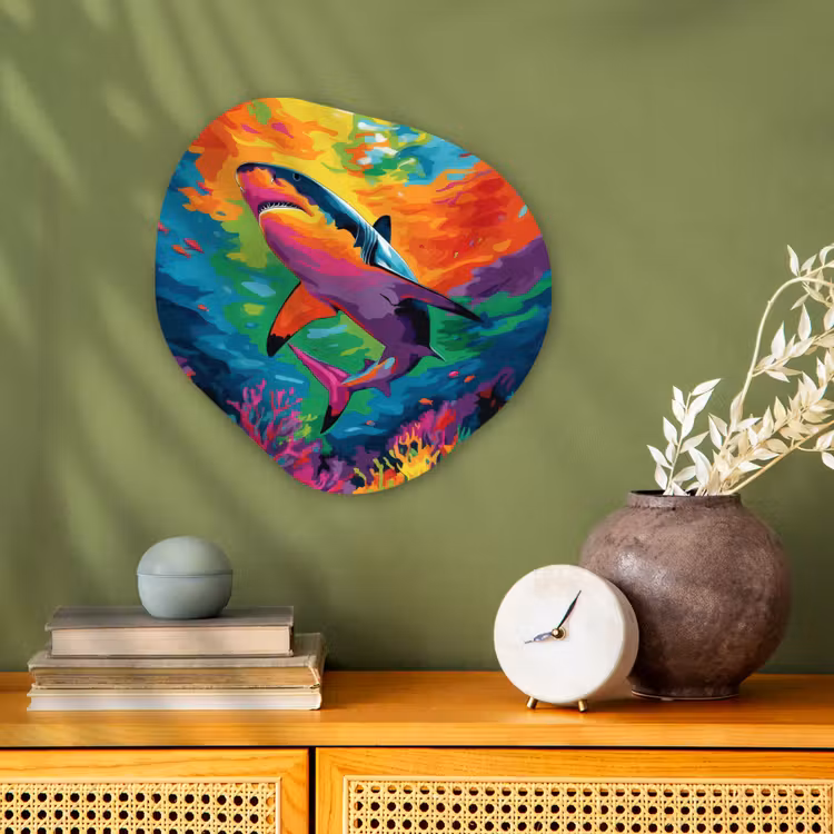 Organisch schilderij - Forex - Haai - Koraalrif - Abstract - Kleurrijk — 2