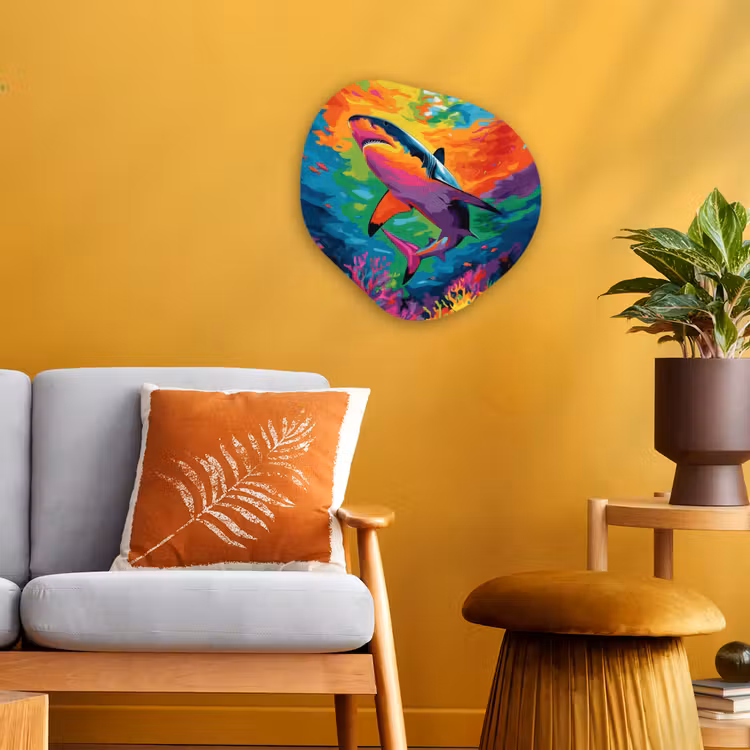 Organisch schilderij - Forex - Haai - Koraalrif - Abstract - Kleurrijk — 3
