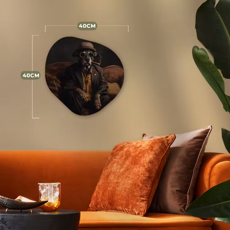 Organisch schilderij - Forex - Hond - Sigaar - Hoed - Pak — 4