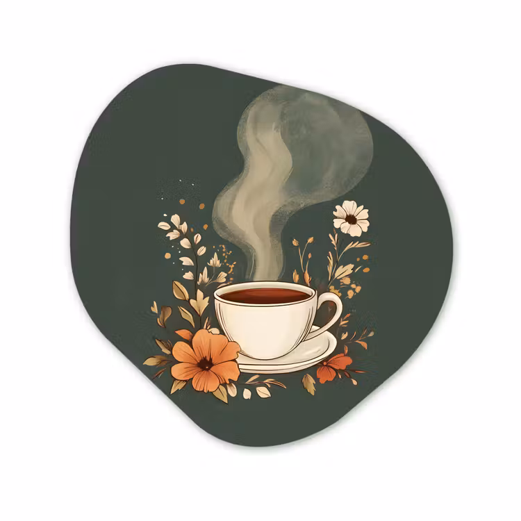 Organisch schilderij - Forex - Kop - Bloemen - Groen - Koffie — 1