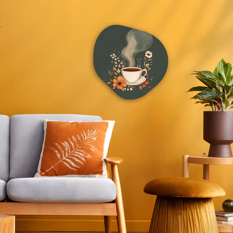 Organisch schilderij - Forex - Kop - Bloemen - Groen - Koffie — 3