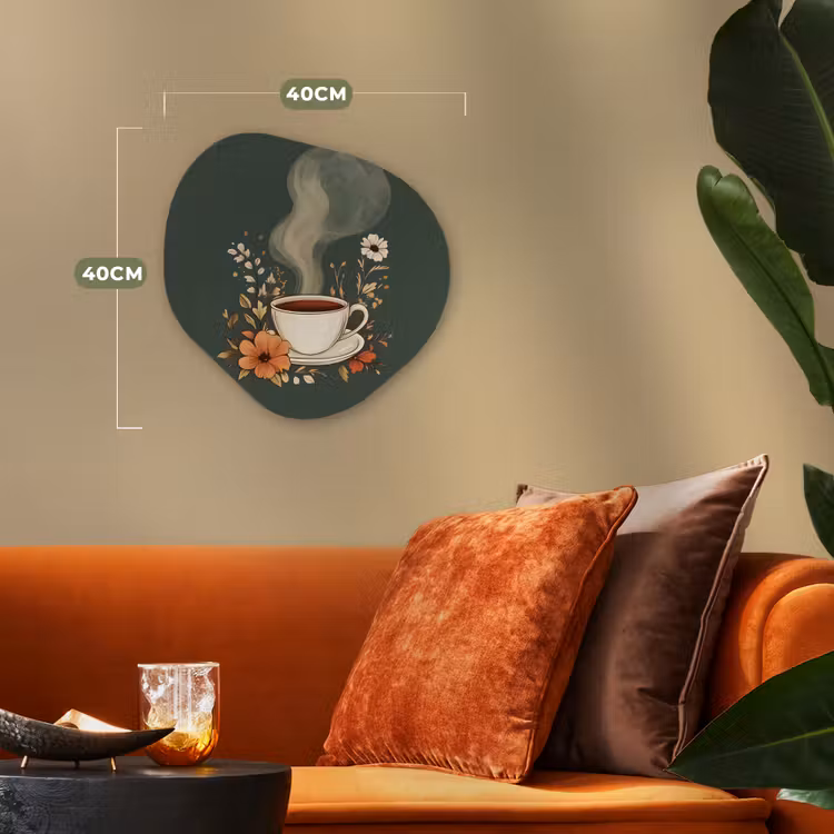 Organisch schilderij - Forex - Kop - Bloemen - Groen - Koffie — 4
